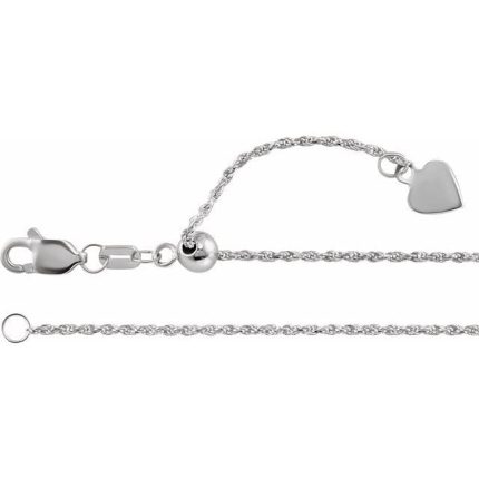 14K Yellow 1 mm Adjustable Rope 16-22" Chain