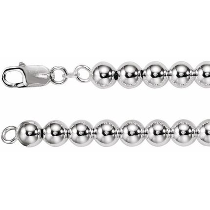 Sterling Silver 8 mm Bead 7" Chain