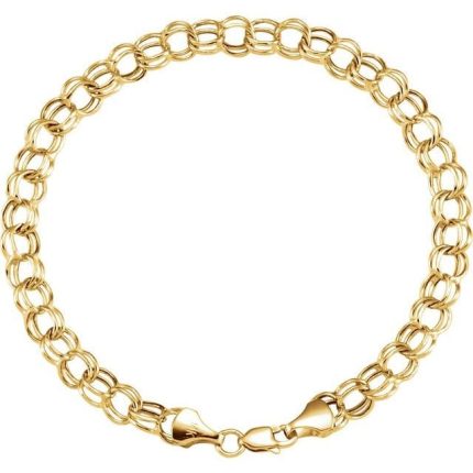 14K Yellow 7.9 mm Hollow Double Cable 7.25" Chain