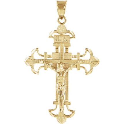 14K Yellow 19x14 mm Crucifix Pendant