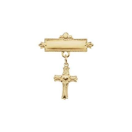 14K Yellow Cross Baptismal Pin