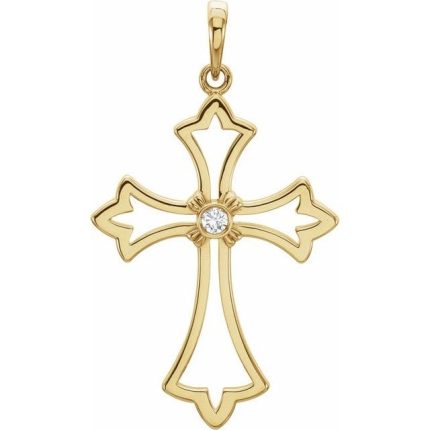 14K White 2 mm Round Cross Pendant Mounting