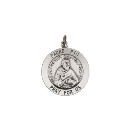 14K Yellow 18 mm Round St. Padre Pio Medal
