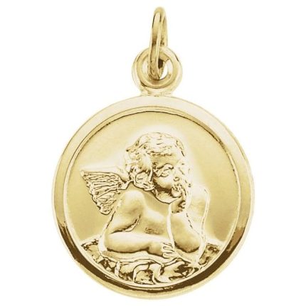 14K Yellow 18x15 mm Guardian Angel Medal