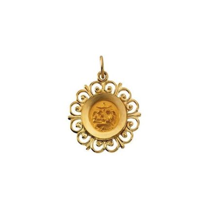 14K Yellow 18 mm Round Baptismal Medal
