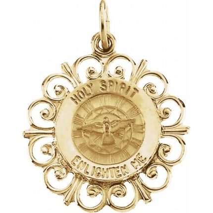14K Yellow 18.5 mm Holy Spirit Medal