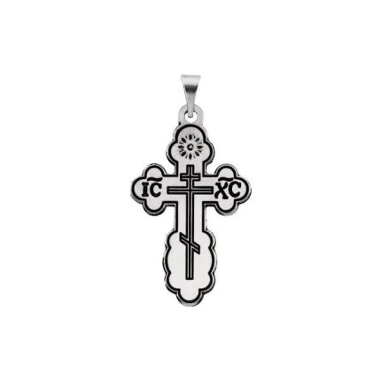 14K White 32x21 mm Orthodox Cross Pendant