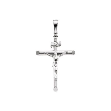 14K White 35x25 mm Crucifix Pendant
