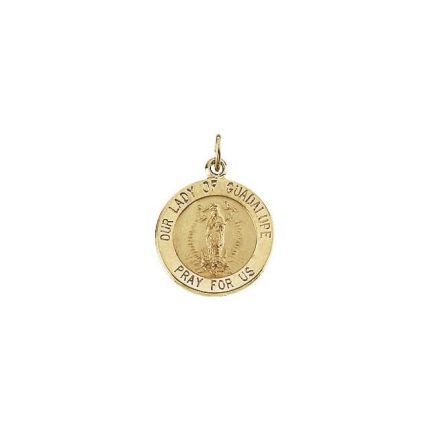 14K Yellow 18 mm Round Our Lady of Guadalupe Medal