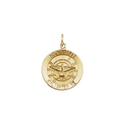 14K Yellow 18 mm Holy Spirit Medal