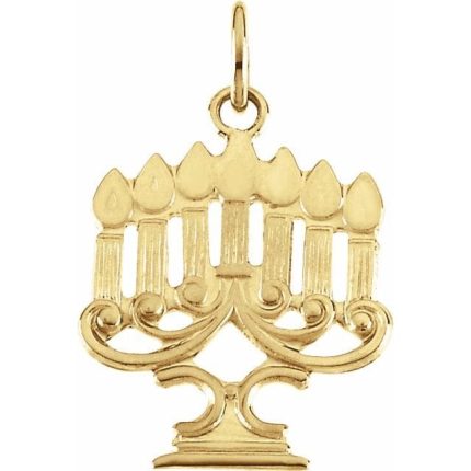 14K Yellow 21.6x13.9 mm Menorah Pendant