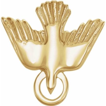 14K Yellow 15 mm Flying Holy Spirit Dove Pendant