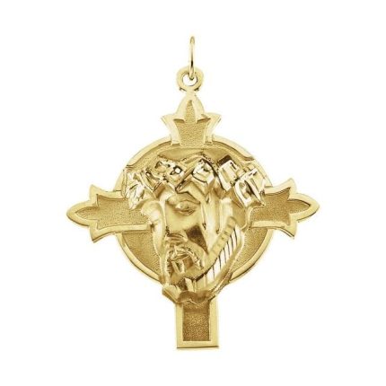 14K Yellow 22.5x21.5 mm Face of Jesus Pendant