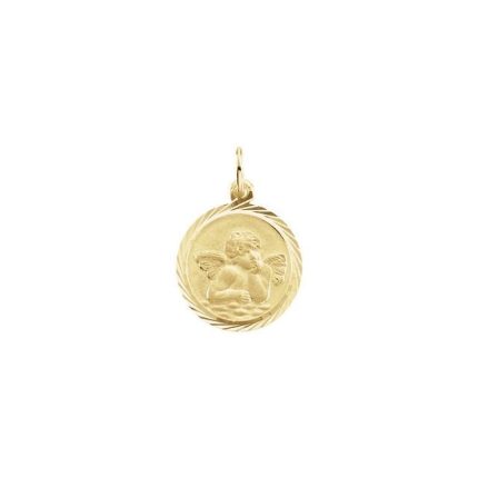 14K White 14 mm Angel Medal