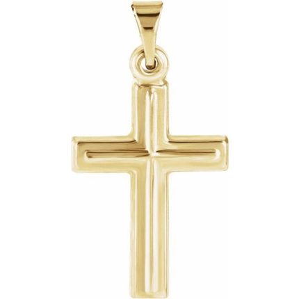 14K White 17x12 mm Cross Pendant