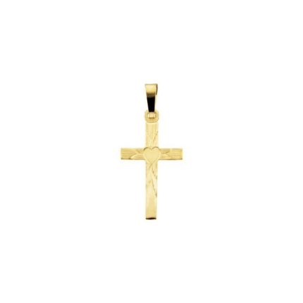 14K Yellow 19x11 mm Cross with Heart Pendant