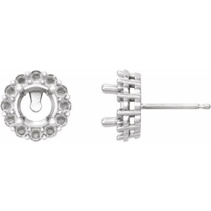 14K White 4 mm Round Halo-Style Earring Mounting