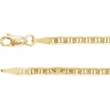 14K Yellow 2.25 mm Curbed Anchor 18" Chain