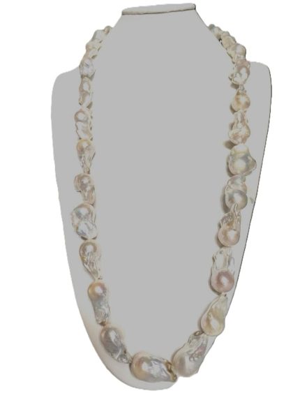 Silver White Freshwater Pearl 33" Necklace