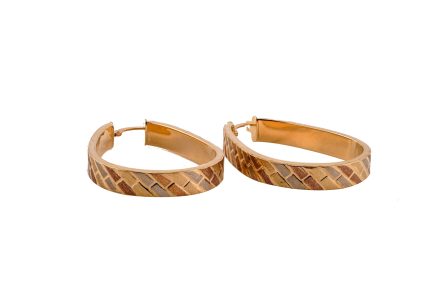 18k Tri-Color Gold Hoop Earrings