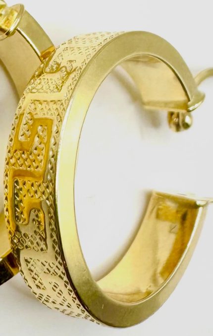 18k Yellow-Gold Greek Design 17.78mm Small Hoop Earrings