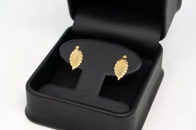 18k Solid Yellow- Gold Leaves Earrings