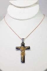 14k Yellow Gold Cross Pendant 2-Tone
