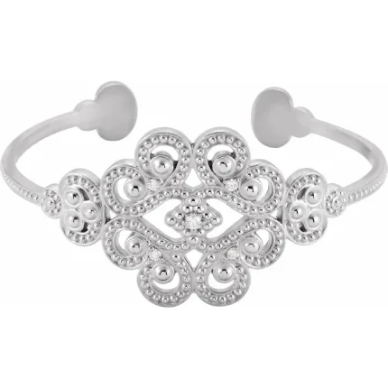 Sterling Silver 1/6 CTW Natural Diamond Cuff 7" Bracelet