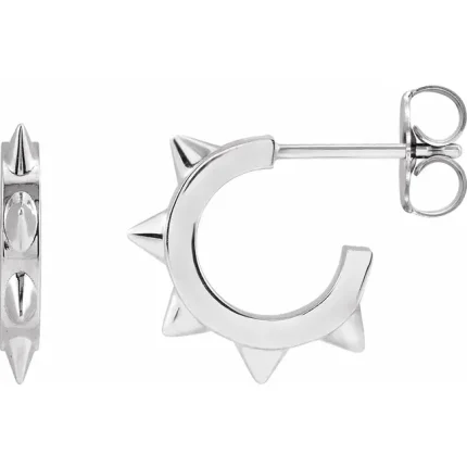 14K White Gold Spike 17 mm Hoop Earring