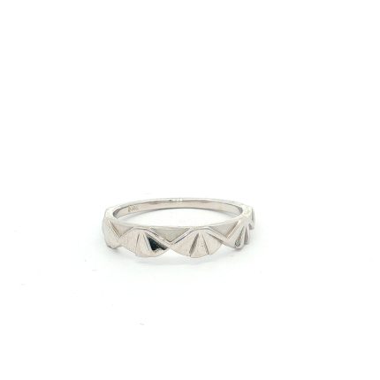 14k White-Gold Geometric Fan Motif Band Ring