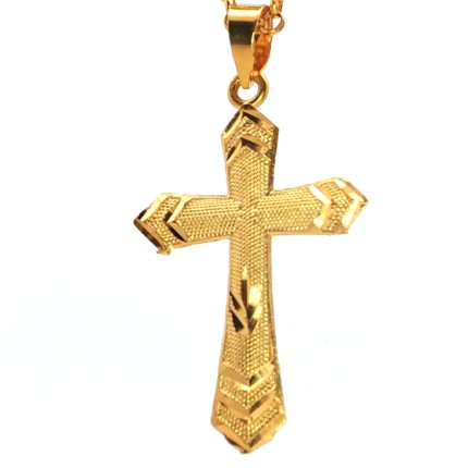 21k Textured Yellow-Gold Cross Pendant