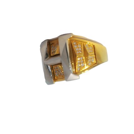 18k Yellow & White-Gold  Initial 'H' Signet Ring