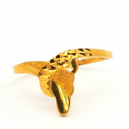 18k Textured Yellow-Gold Sculptural Band Ring