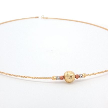 18k Yellow-Gold Textured Bead Chain Necklace