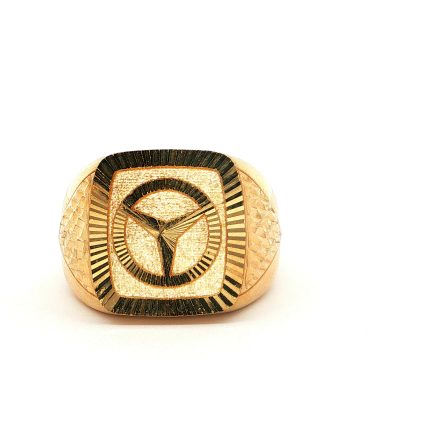 18k Diamond-Cut Yellow-Gold Three-Pointed Star Signet Ring