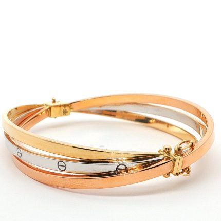 18k Interlocking Tri-Color Gold Bangle Bracelet